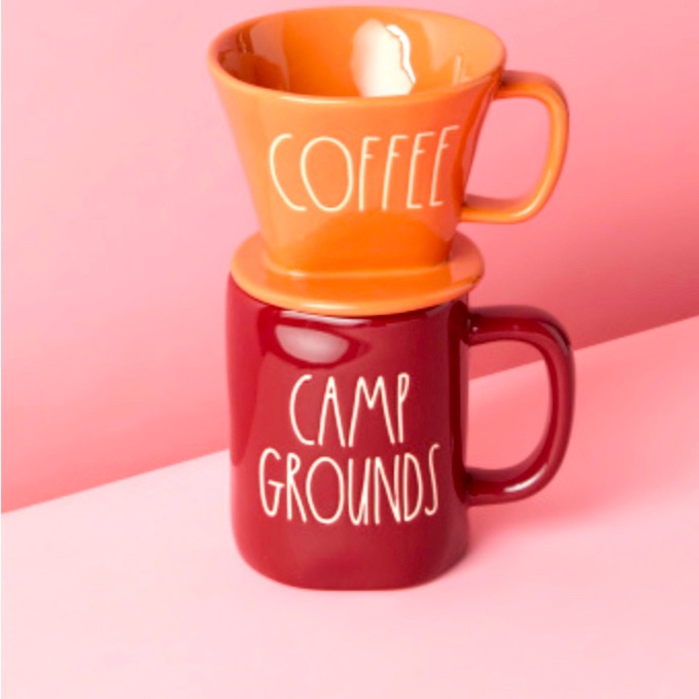 Rae Dunn set of 2 mugs coffee and campgrounds